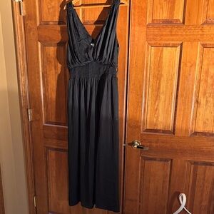 Old Navy Black V-Neck Smocked-Waist Maxi Dress